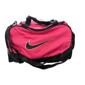 Nike Duffel Bag Hot Pink Black Gym Sports Beach Travel Training Shoulder Strap